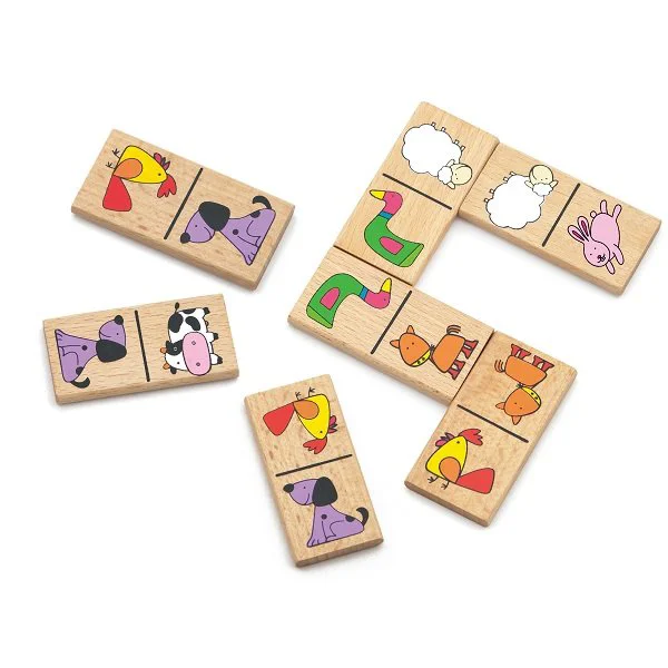 Jucarie educativa din lemn Viga Toys Domino, Animale foto