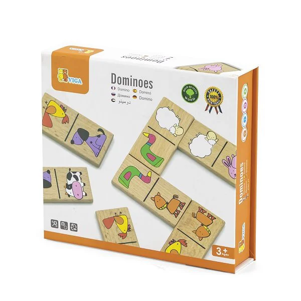 Jucarie educativa din lemn Viga Toys Domino, Animale foto