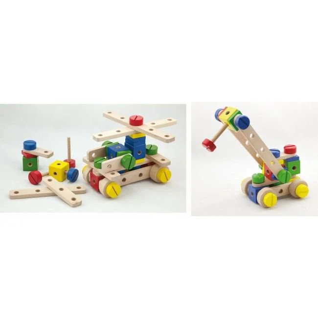 Set de construit din lemn Viga Toys, 53 detalii foto