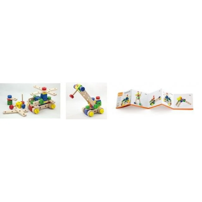 Set de construit din lemn Viga Toys, 53 detalii