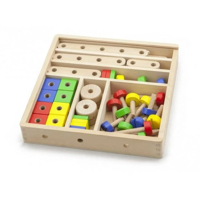 Set de construit din lemn Viga Toys, 53 detalii foto