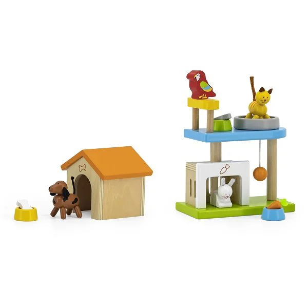 Set de joc din lemn Viga Toys Animalele mele de companie