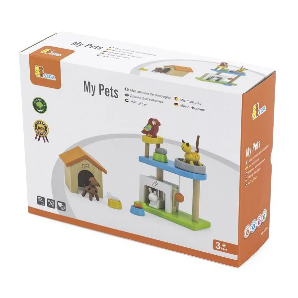Set de joc din lemn Viga Toys Animalele mele de companie