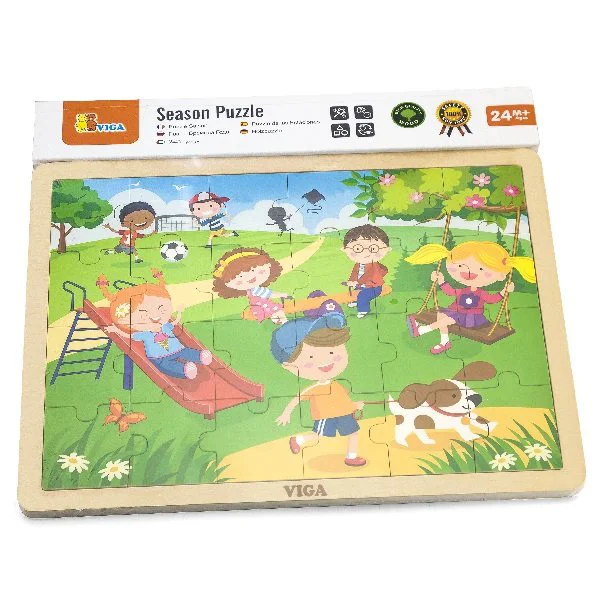 Puzzle in cadru de lemn Viga Toys Primavara, 24 piese foto