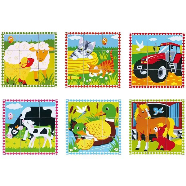 Cub puzzle din lemn Viga Toys Ferma foto