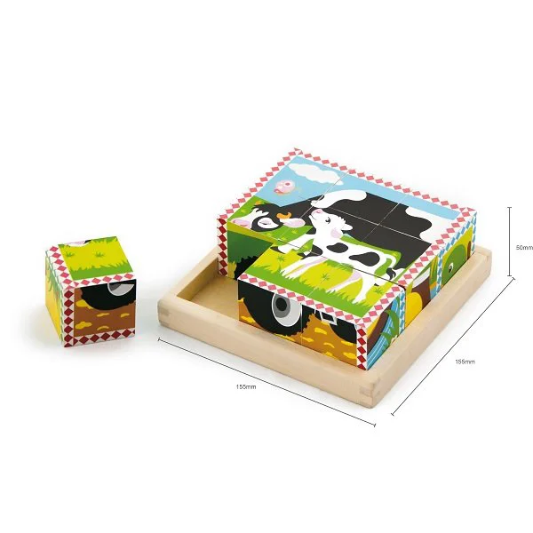 Cub puzzle din lemn Viga Toys Ferma foto