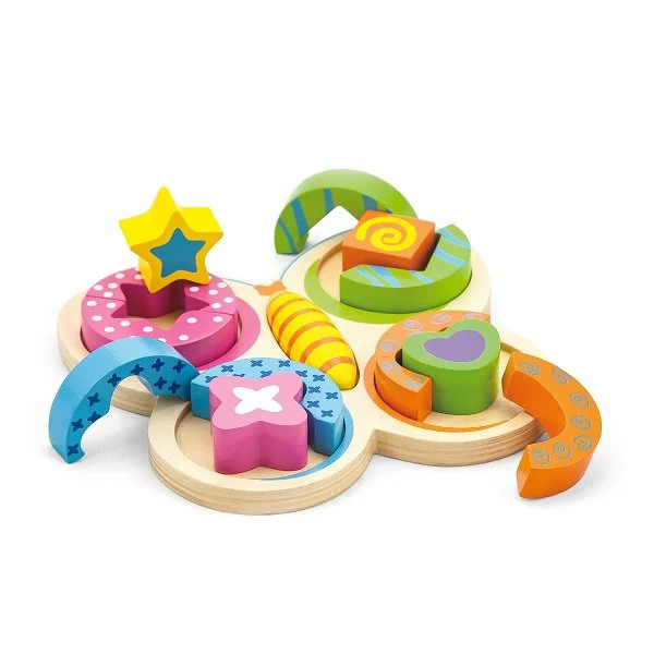 Puzzle 3D din blocuri de lemn Viga Toys Fluturas