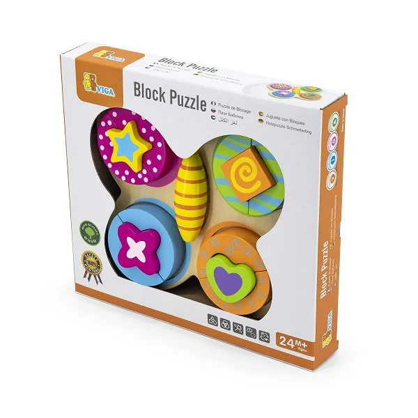 Puzzle 3D din blocuri de lemn Viga Toys Fluturas