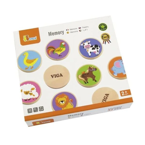 Деревянная настольная игра Viga Toys Мемори-зверята, 32 карточки