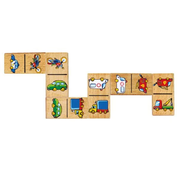 Jucarie educativa din lemn Viga Toys Domino, Mijloace de transport foto