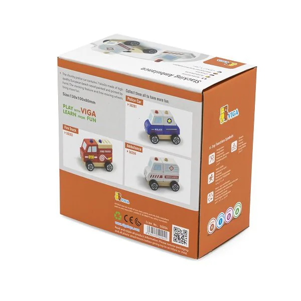 Masina din blocuri de lemn Viga Toys Ambulanta demontabila foto