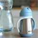 Cana din inox cu pai Beaba Albastru, 250 ml foto