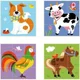 Cuburi puzzle pe tija verticala din lemn Viga Toys Animale din ferma foto