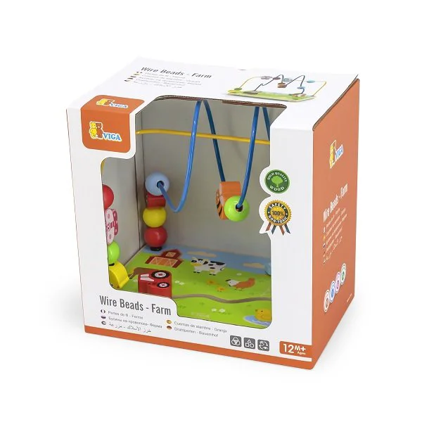 Labirint motric din lemn cu bile Viga Toys Ferma foto