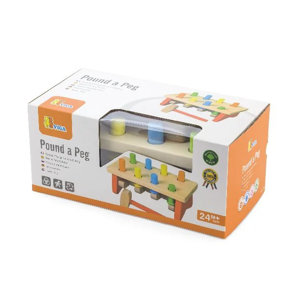 Jucarie educativa cu ciocan din lemn Viga Toys Pound a Peg foto