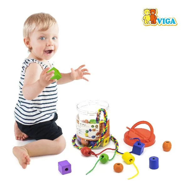Margele de sortat Viga Toys in cutie din plastic, 30 buc. foto