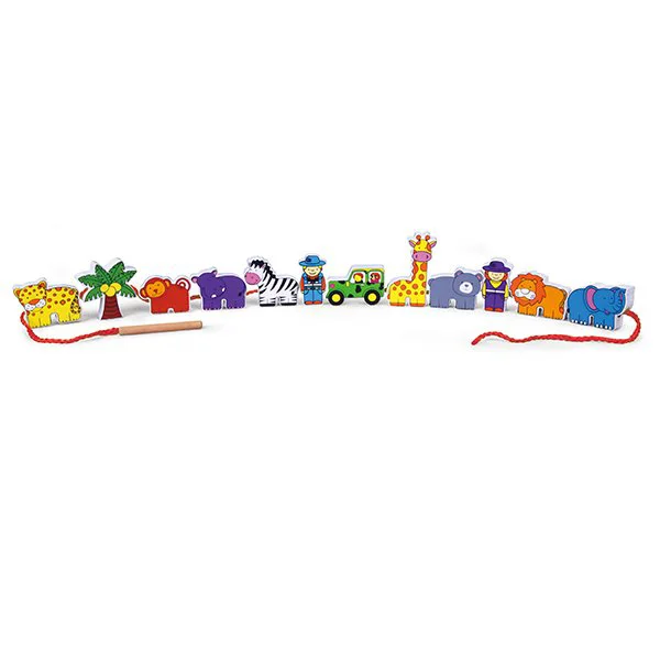 Jucarie educativa cu siret din lemn Viga Toys Zoo foto