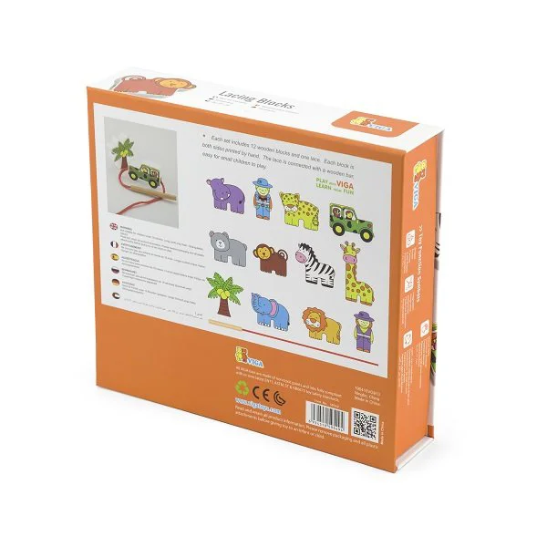 Jucarie educativa cu siret din lemn Viga Toys Zoo foto