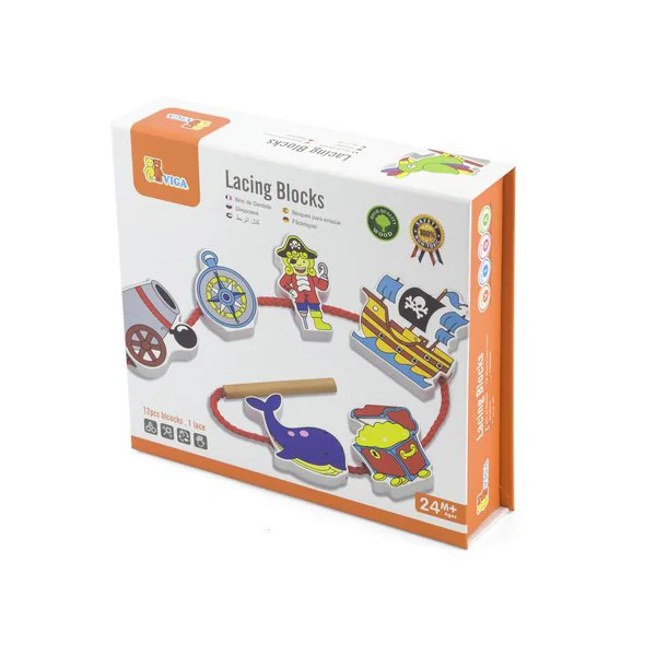 Jucarie educativa cu siret din lemn Viga Toys Piratul foto