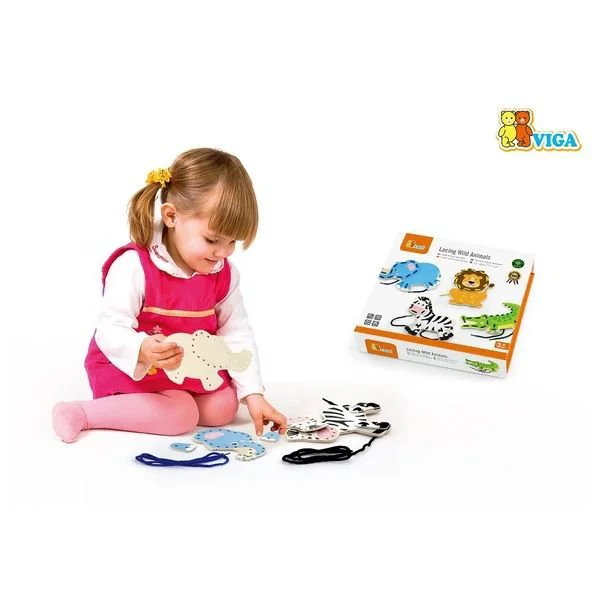 Jucarie educativa cu soret din lemn Viga Toys Animalele salbatice
