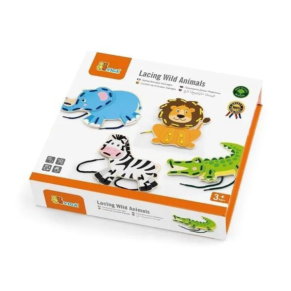 Jucarie educativa cu soret din lemn Viga Toys Animalele salbatice