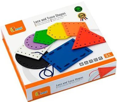 Jucarie educativa cu siret din lemn Viga Toys Forme geometrice foto