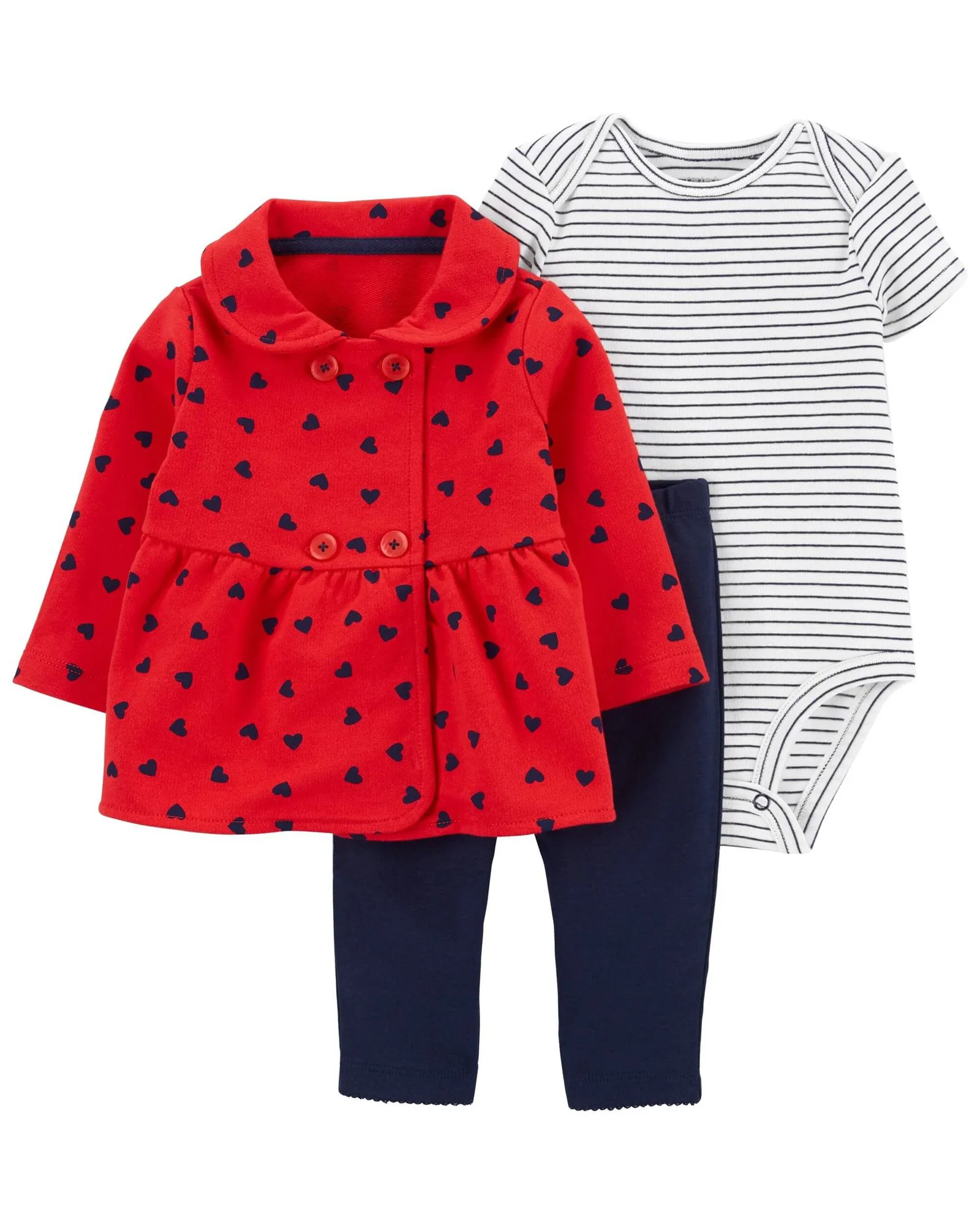 Carter's Set 3 piese Cardigan, body si pantaloni Inimioare foto