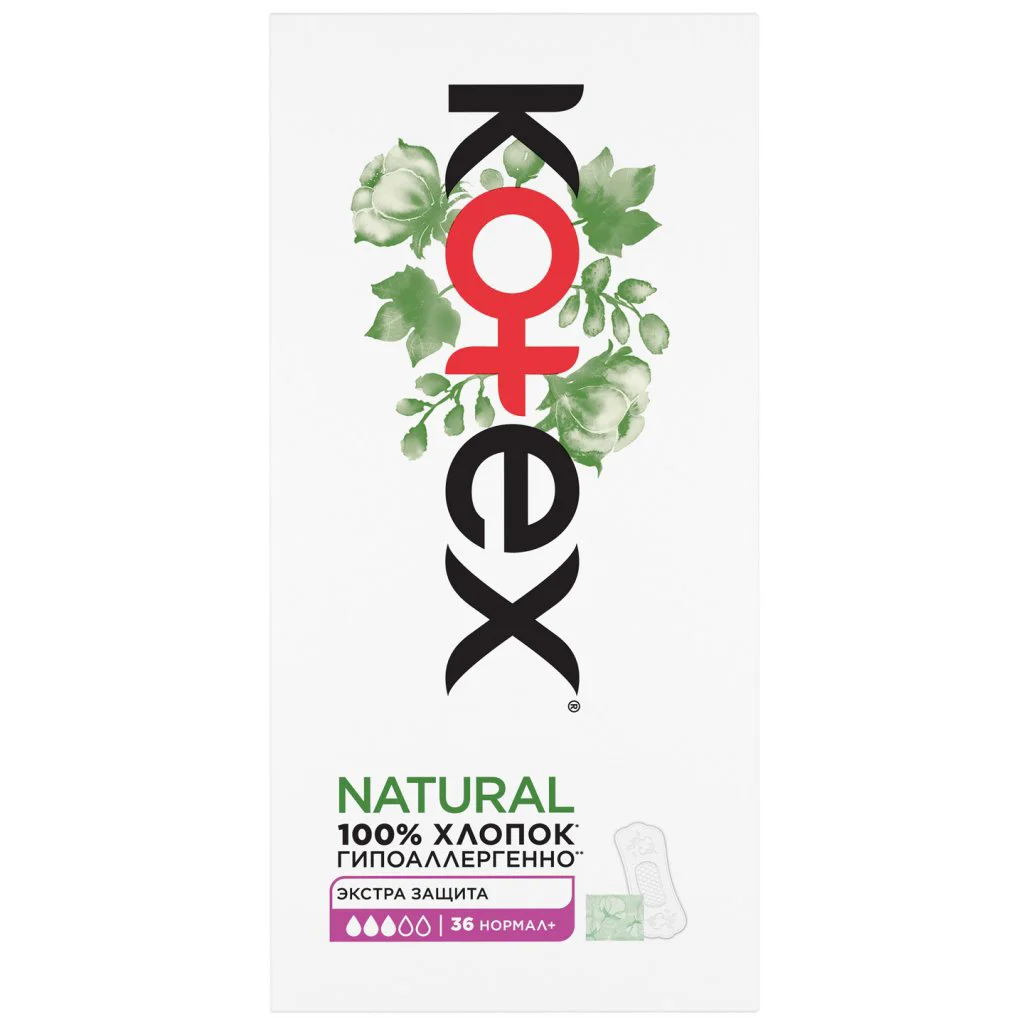 Ежедневные гигиенические прокладки Kotex Natural Normal+, 36 шт.