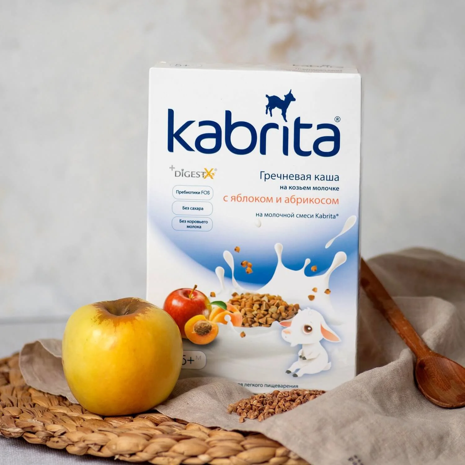 Каша гречневая на козьем молоке Kabrita с яблоками и абрикосами (5+ мес.), 180 г