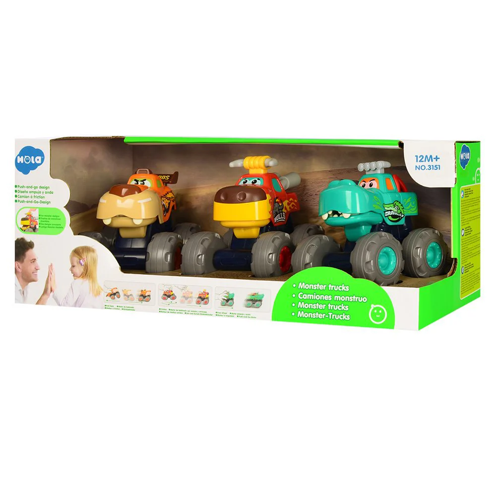 Set de masinute cu inertie Hola Toys Monster Truck