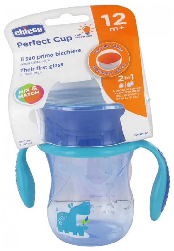 Cana 2 in1 cu maner Chicco Perfect Cup Boy (12+luni), 200ml