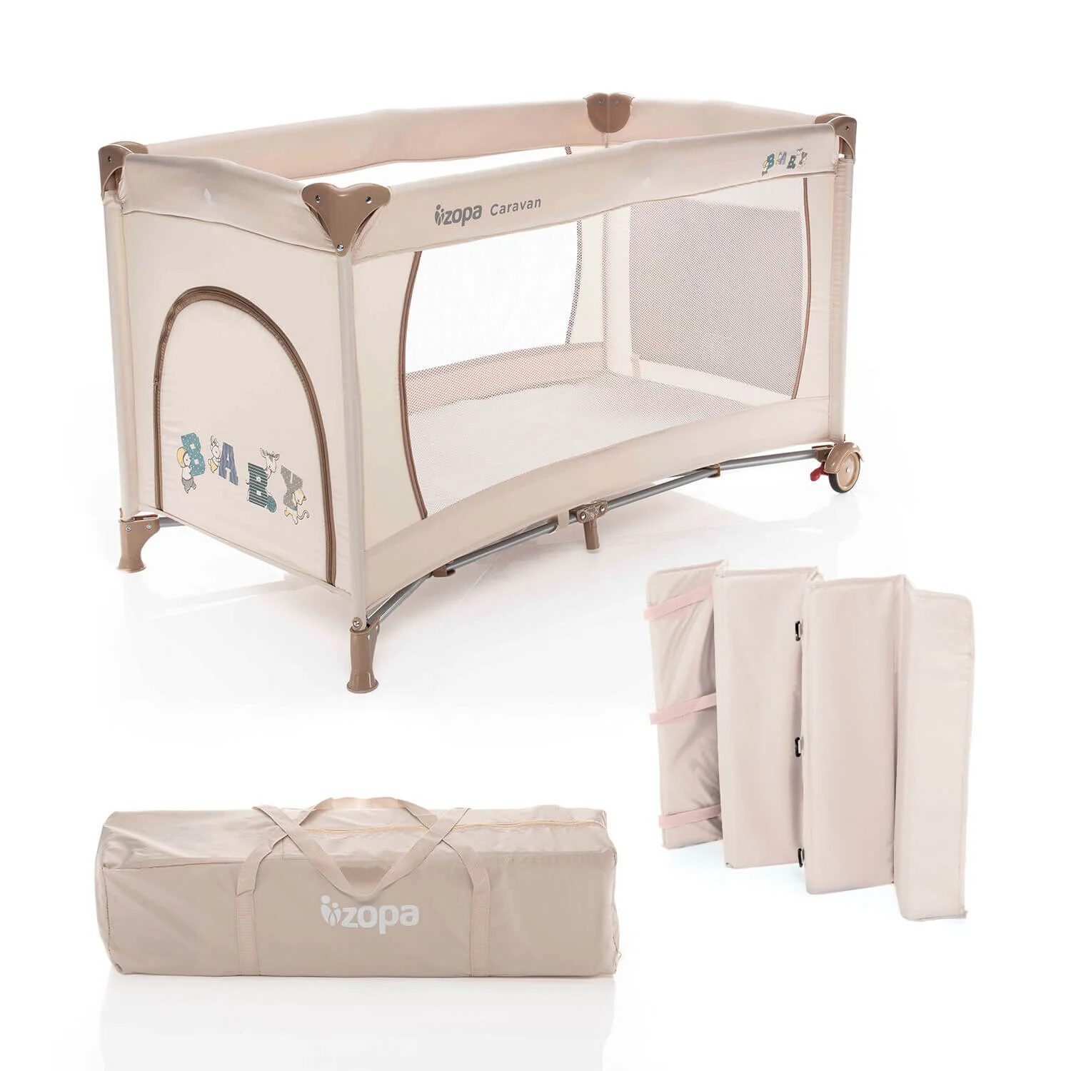 Детская складная кроватка ZOPA Caravan Baby Beige foto