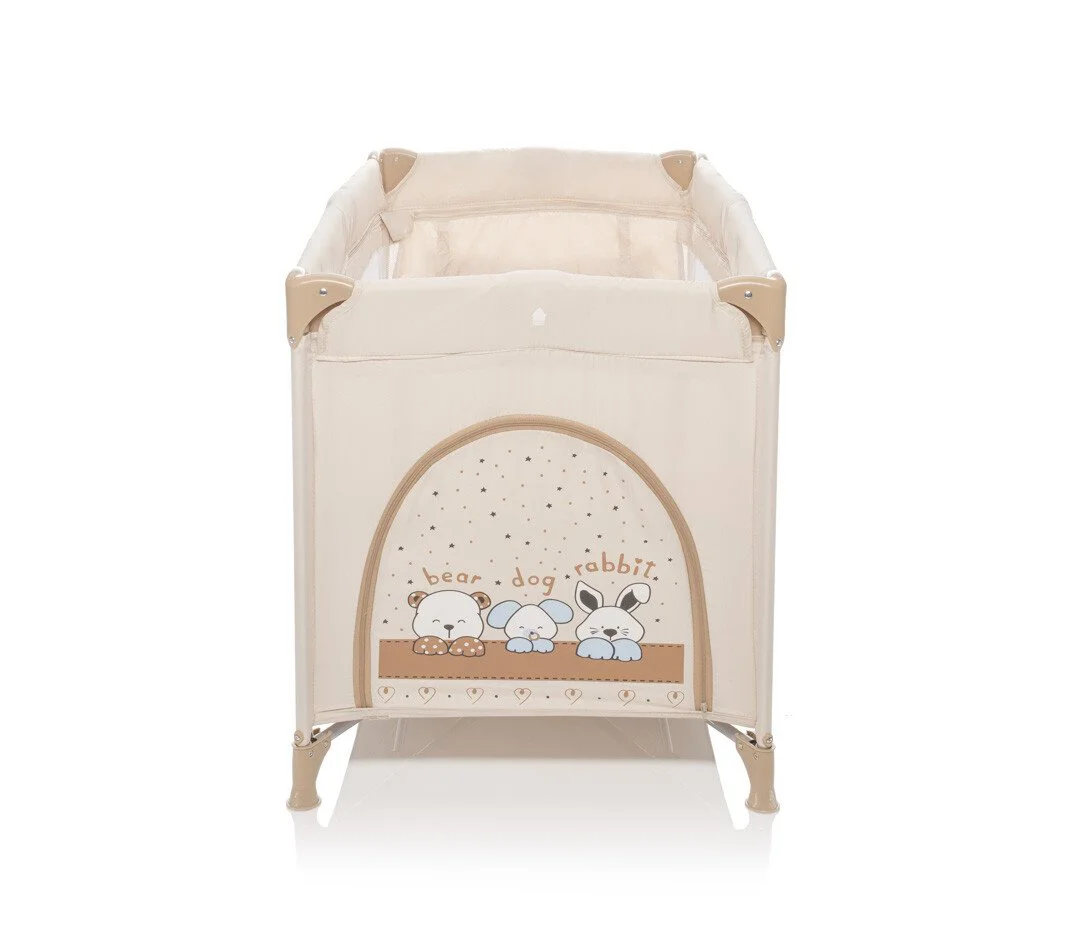 Patut pliant cu 2 nivele ZOPA Nanny Animal Beige foto