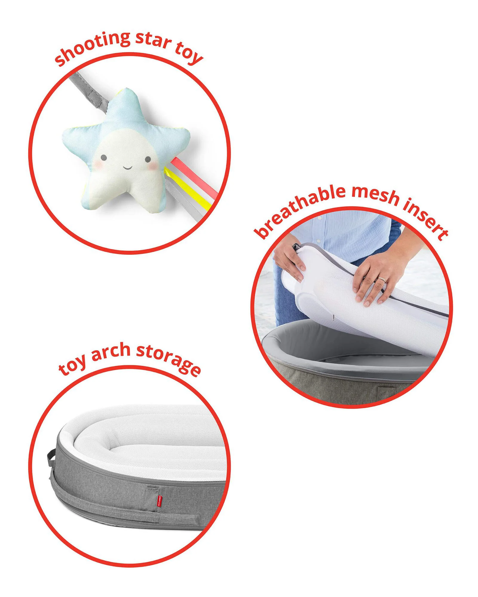Cosulet pentru bebelusi Skip Hop Baby Nest Grey White foto