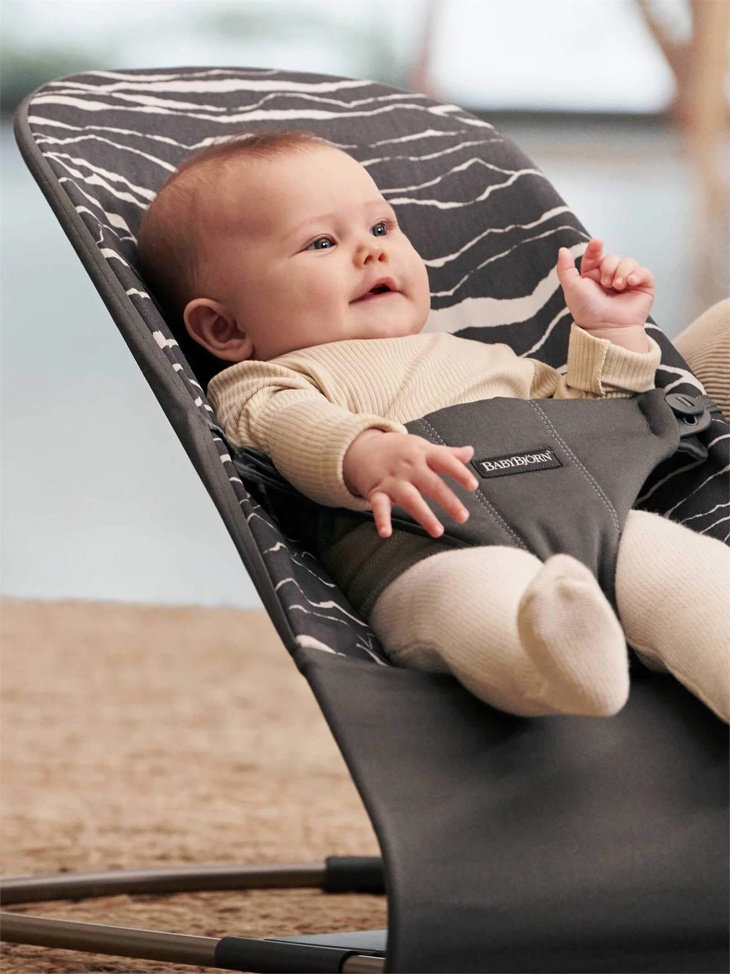 Кресло-шезлонг BabyBjorn Bliss Anthracite/Landscape, хлопок
