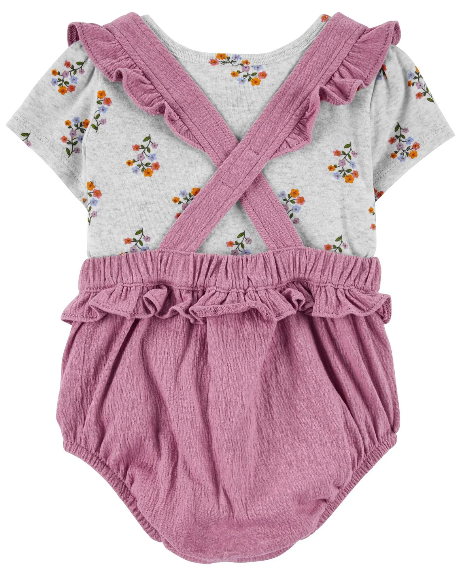 Carter's Set 2 piese Tricou si salopeta tip body Flori foto