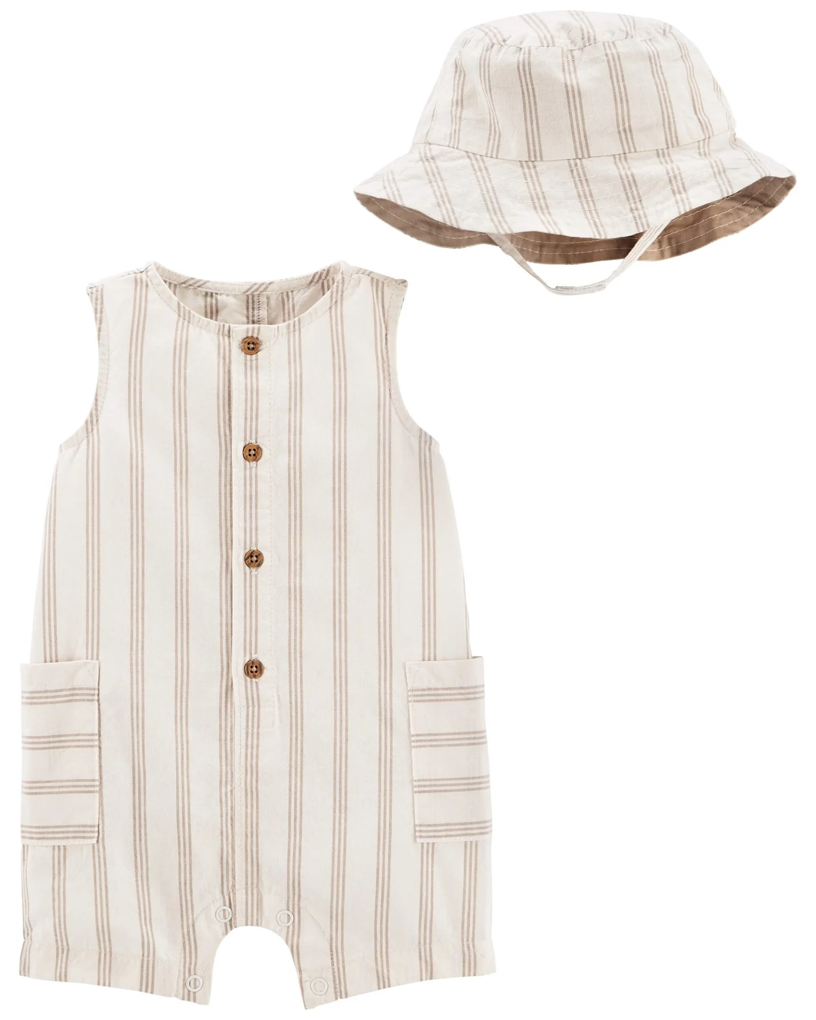Carter's Set 2 piese Salopeta si palarie cu dungi