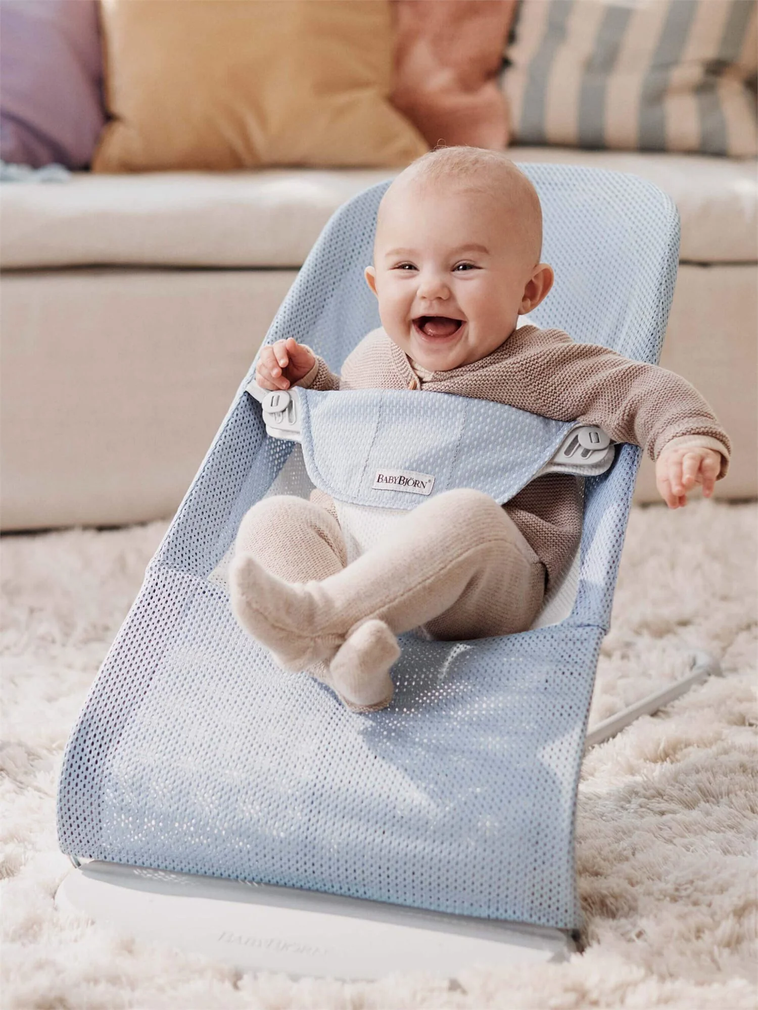 Balansoar BabyBjorn Balance Soft Sky Blue/White, Mesh