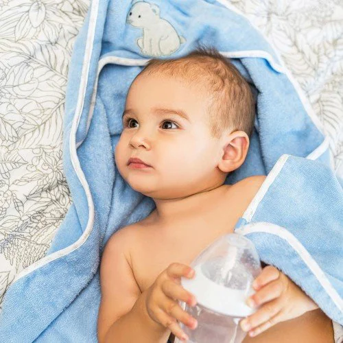 Prosop din veliur cu gluga BabyOno, 100x100 cm, albastru foto