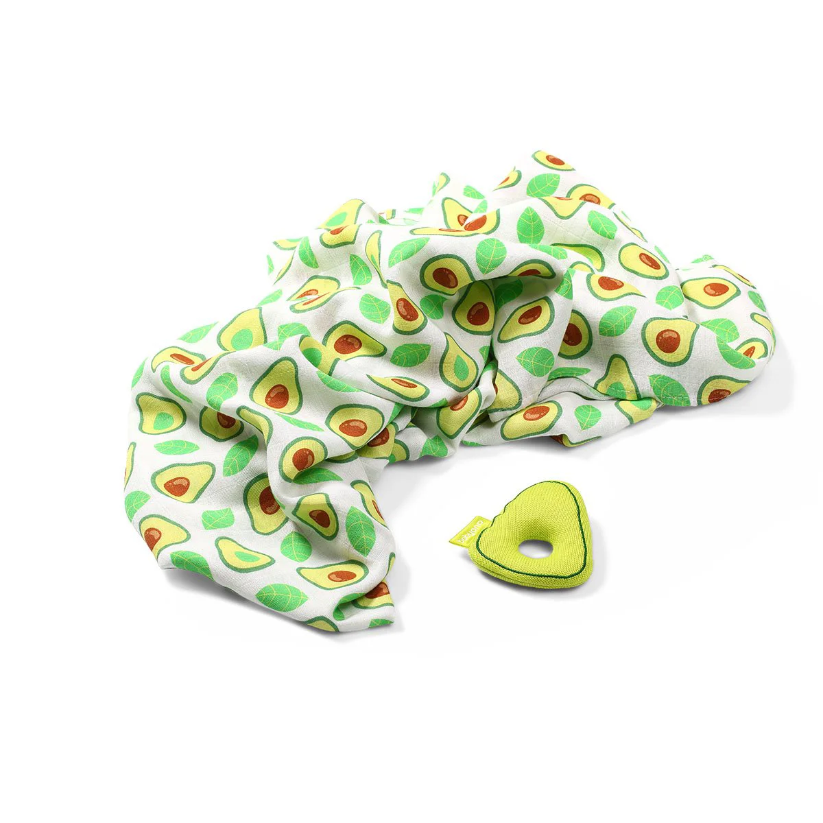 Одеяла для пеленания из бамбукового муслина BabyOno + погремушка Авокадо, 120x120 cм