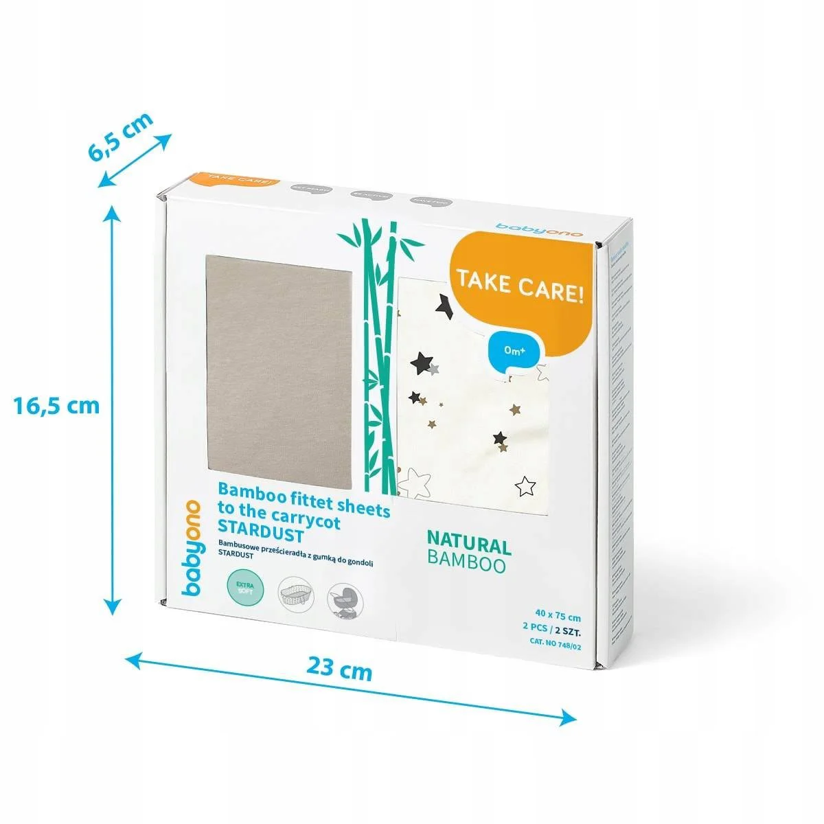 Set de cearsafuri din fibra de bambus BabyOno cu banda elastica (40x75 cm), 2 buc.