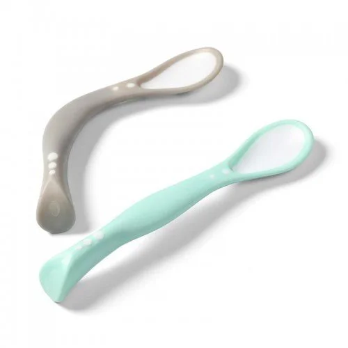 Set 2 lingurite elastice pentru bebelusi BabyOno New, menta