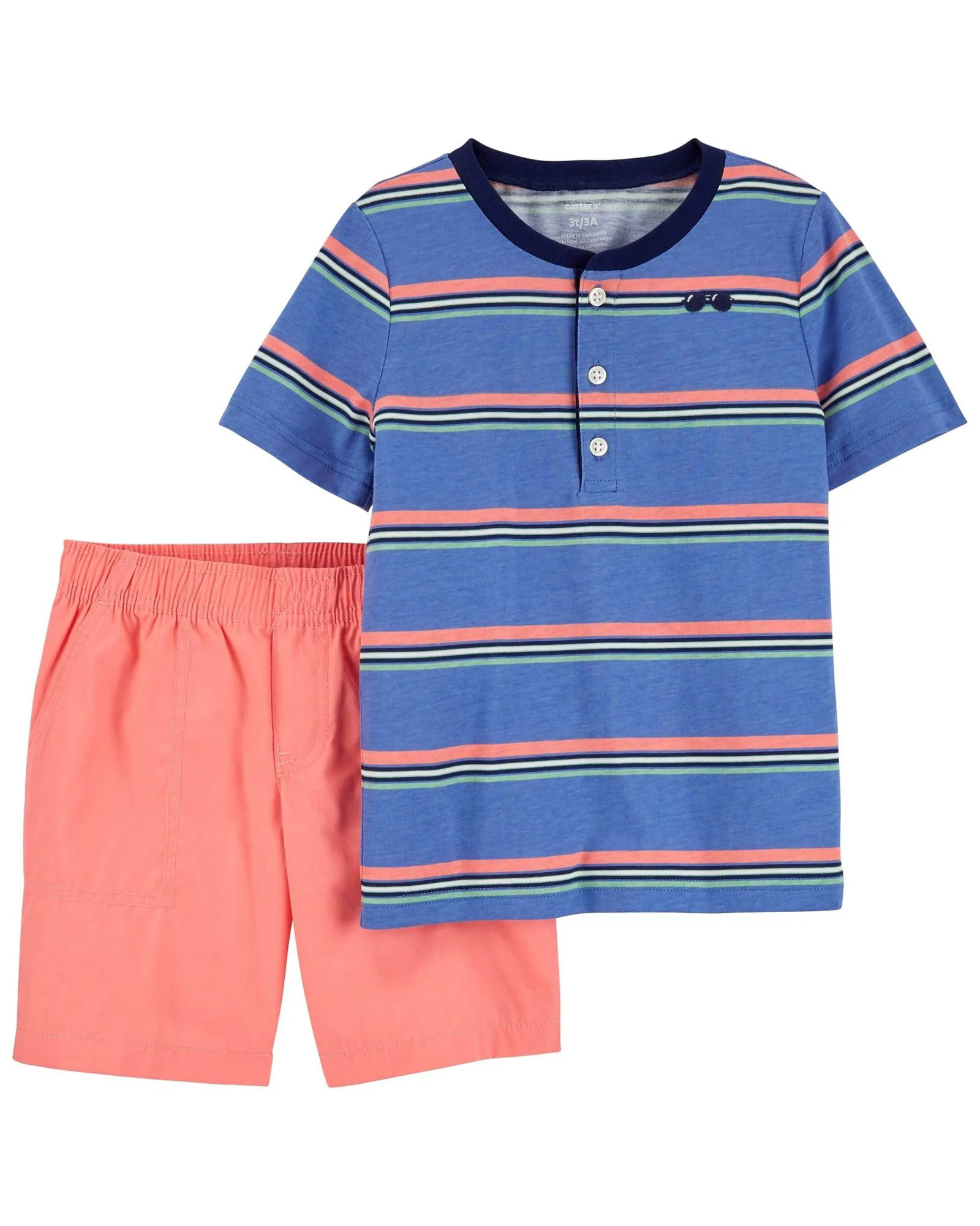 Carter's Set 2 piese Tricou si pantaloni scurti Dungi foto