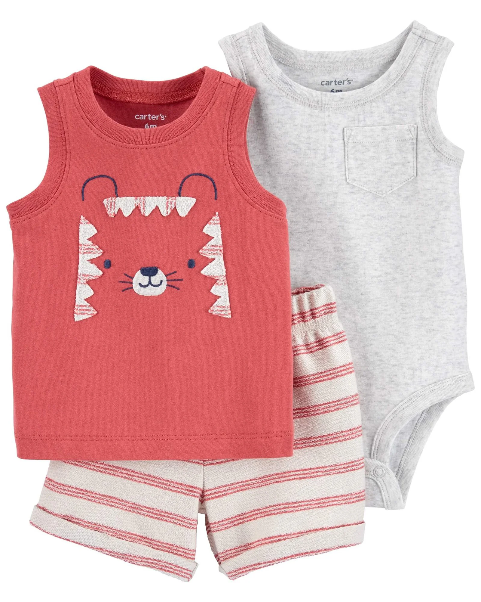 Carter's Set 3 piese Body, tricou si pantaloni scurti Tigru foto