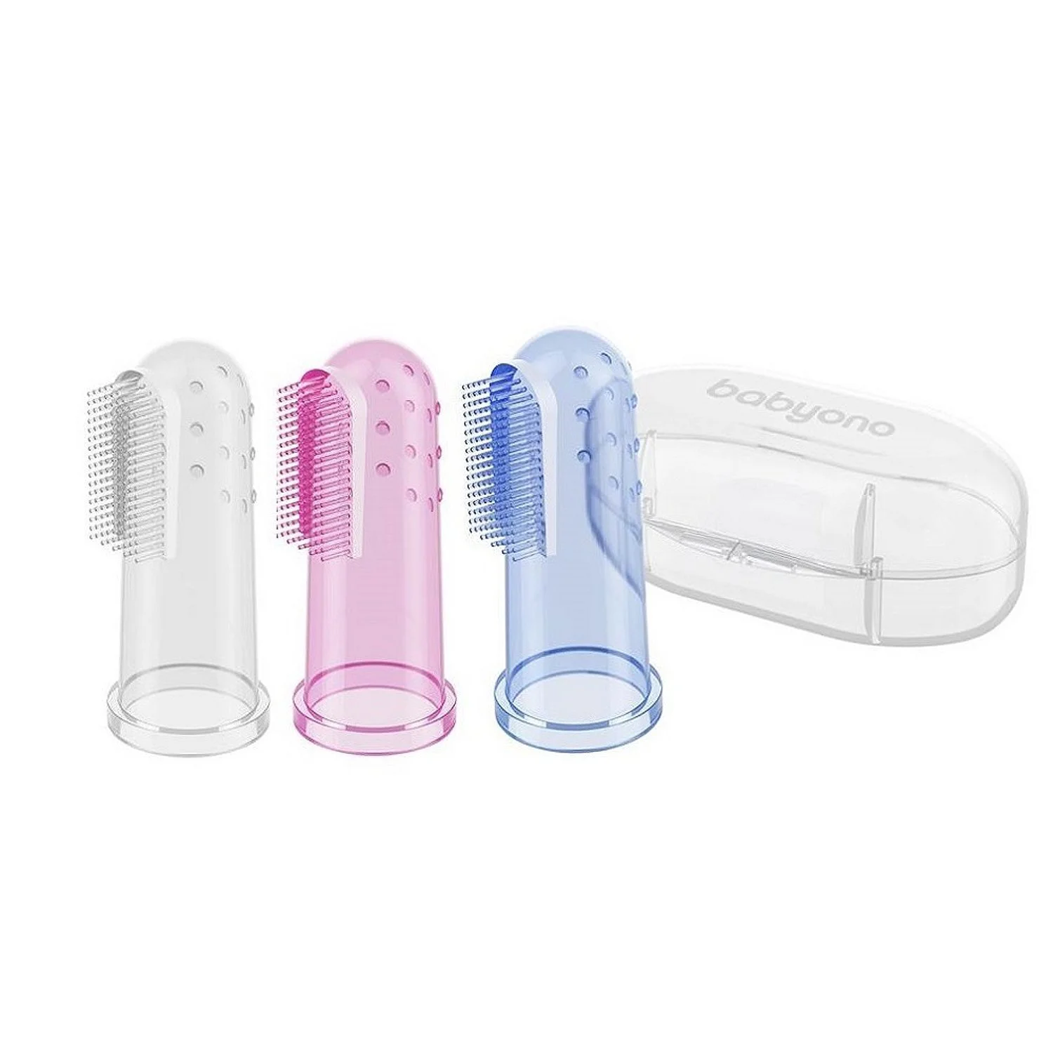Periuta de dinti din silicon pentru gingii in cutie Babyono Roz foto