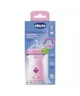 Biberon din plastic Chicco Natural Feeling Pink cu tetina din silicon (6+ luni), 330 ml foto