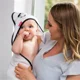 Бамбуковое банное полотенце с капюшоном-уголком BabyOno Зебра, 85х85 cм, белое foto