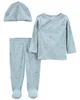 Carter's Set 3 piese bebe - pantaloni, top si caciulita cu dungi foto