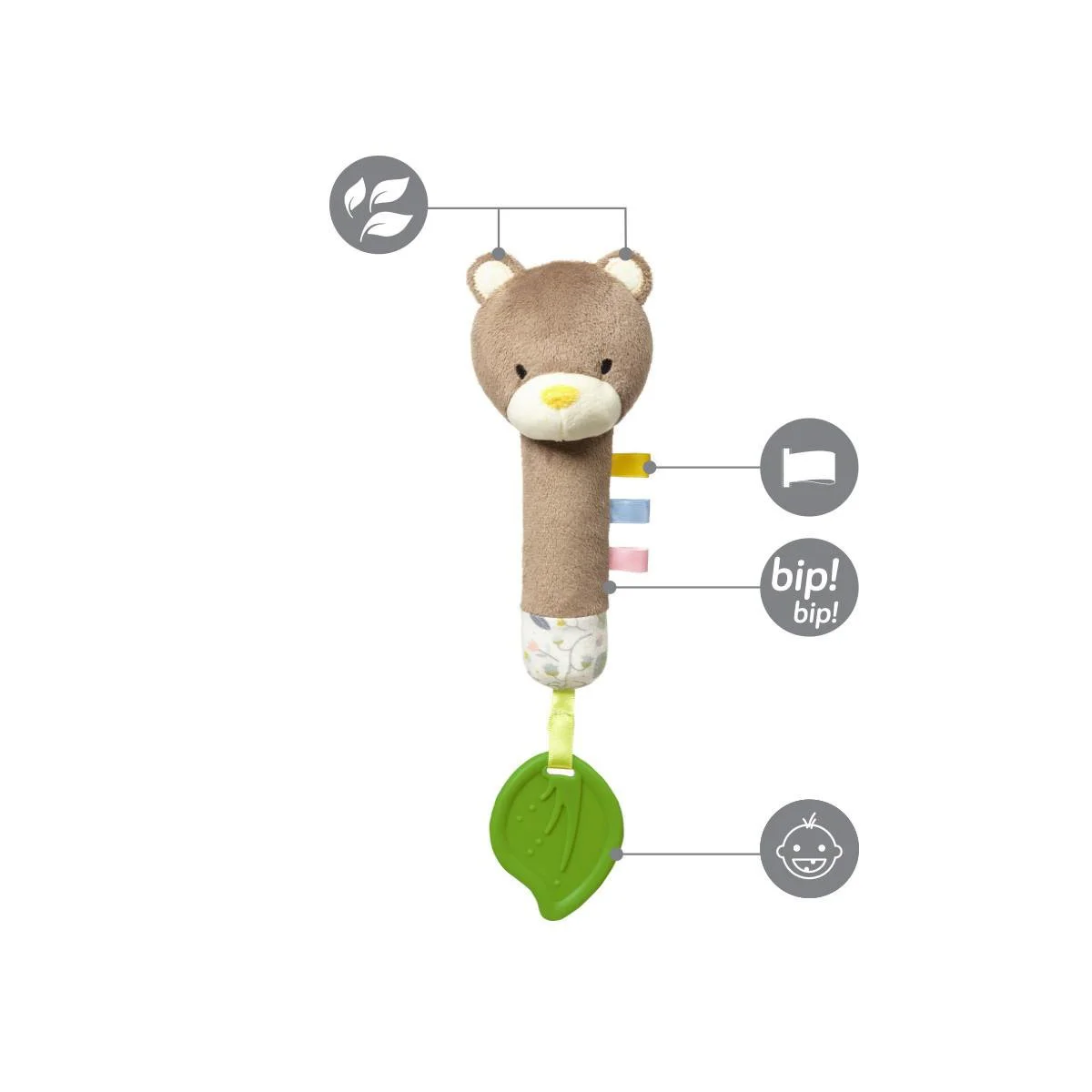 Игрушка-пищалка с прорезывателем BabyOno Мишка Teddy