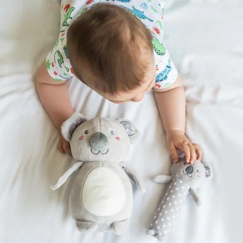 Jucarie din plus chitaitoare teether BabyOno Koala Jules, gri foto